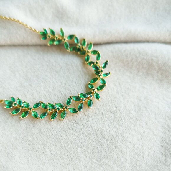 Kendra Scott Rosalie Green Crystal Tennis Bracelet Gold - Picture 2 of 3